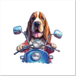 Dog biker funny dog driver cool basset hound biker gift ideas Posters and Art